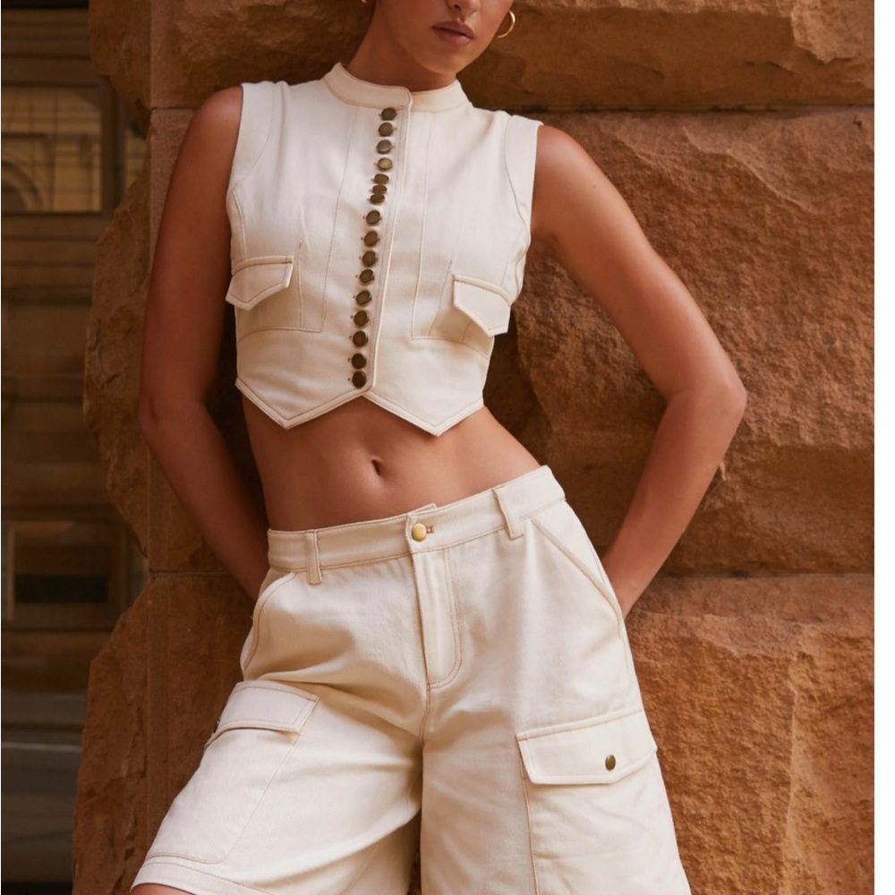 Peppermayo Cream Crop Top Chic and Stylish